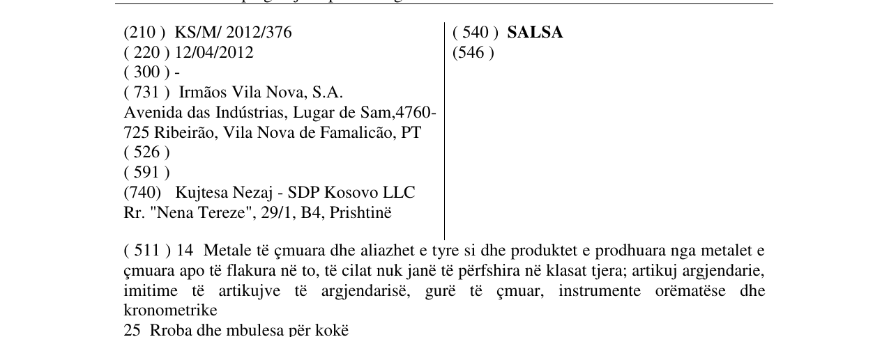 Zëri i markës SALSA në buletin