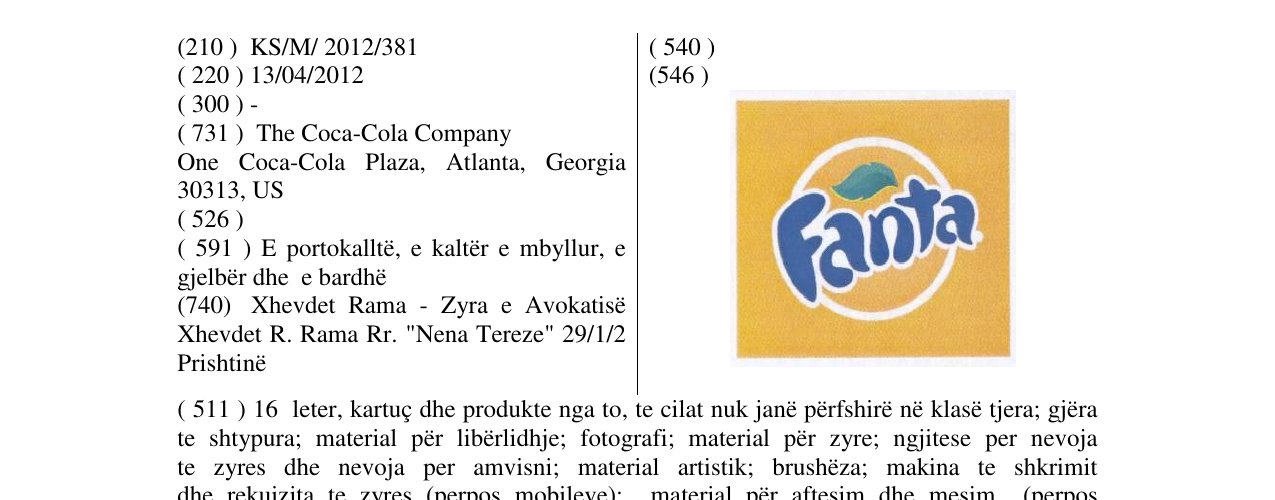 Zëri i markës Fanta në buletin