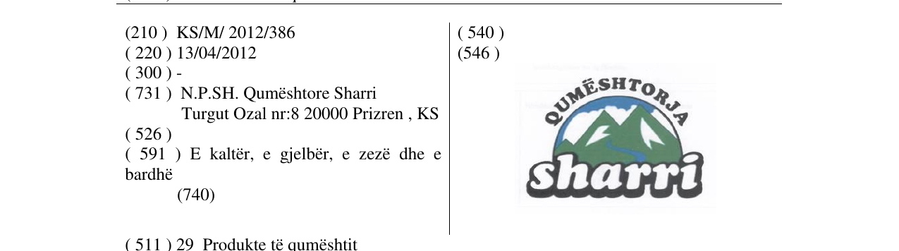 Zëri i markës Qumështorja sharri në buletin