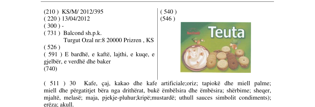 Zëri i markës Teuta në buletin