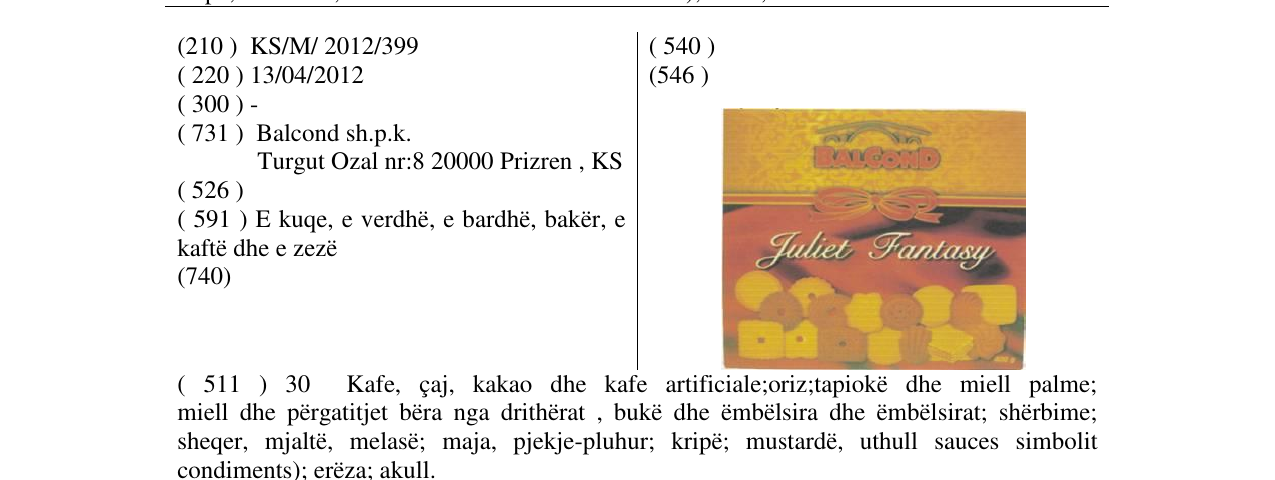 Zëri i markës Juliet Fantasy në buletin
