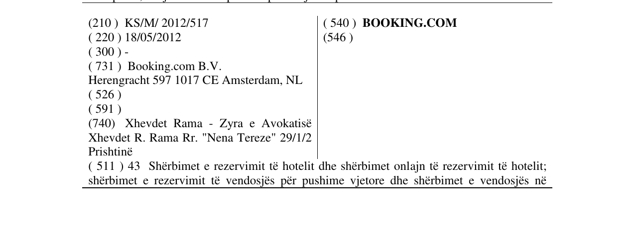 Zëri i markës BOOKING.COM në buletin