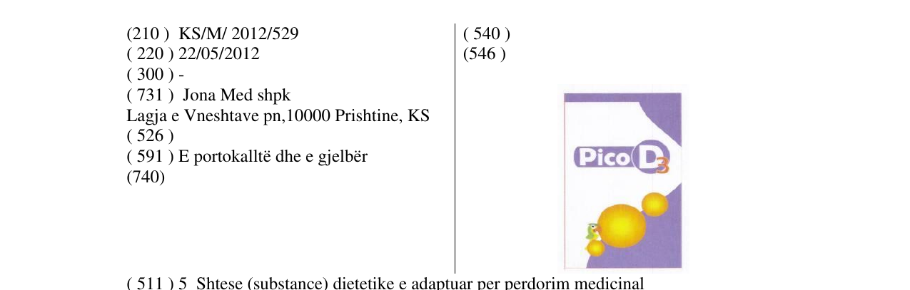 Zëri i markës Pico D3 në buletin