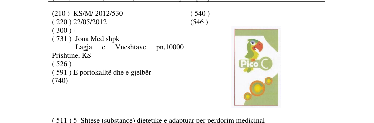 Zëri i markës Pico C në buletin