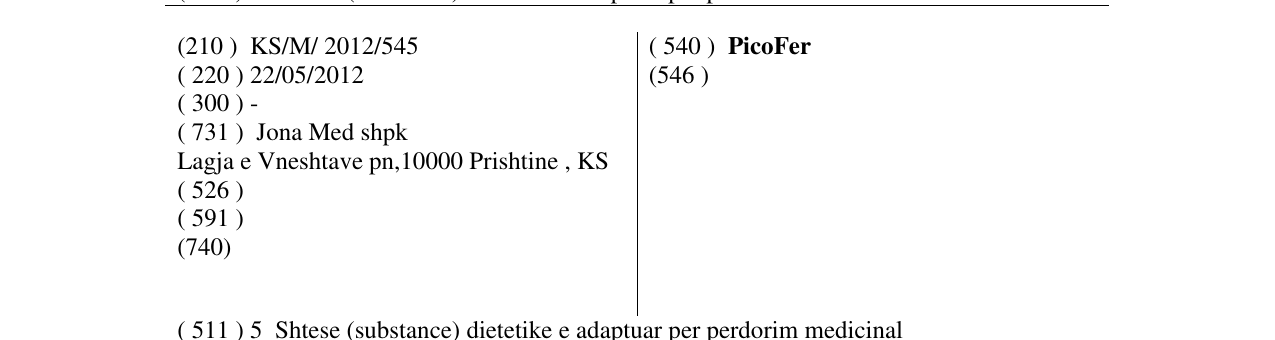 Zëri i markës PicoFer në buletin