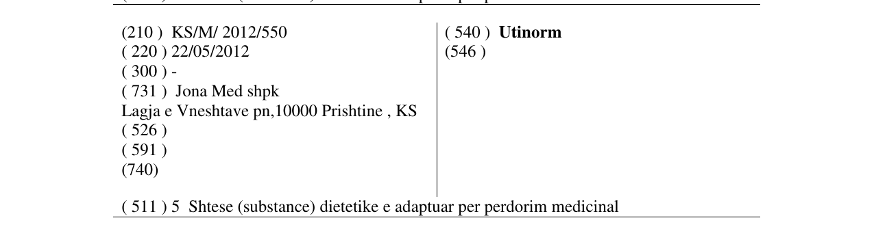 Zëri i markës Utinorm në buletin