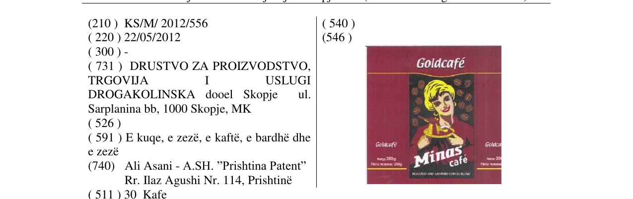 Zëri i markës Goldcafé në buletin