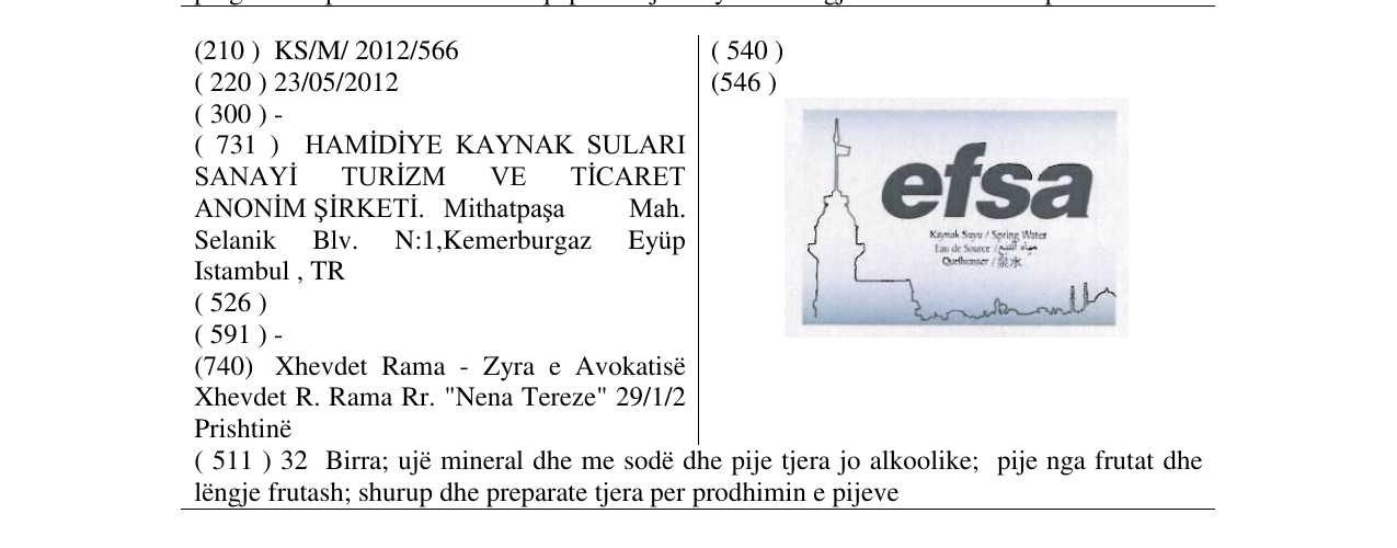 Zëri i markës efsa në buletin