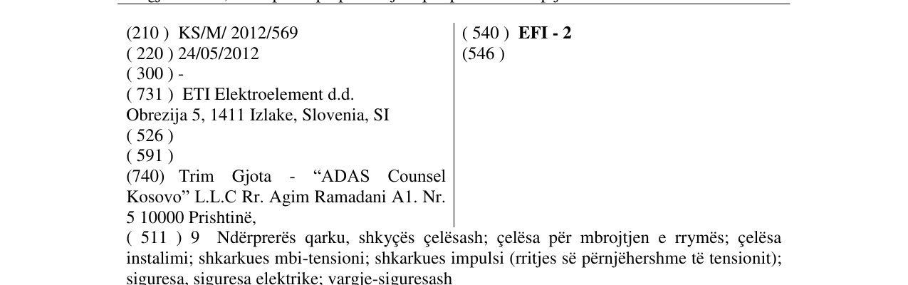 Zëri i markës EFI - 2 në buletin