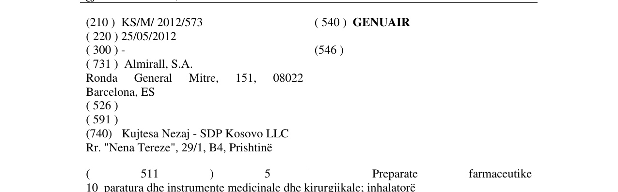 Zëri i markës GENUAIR në buletin