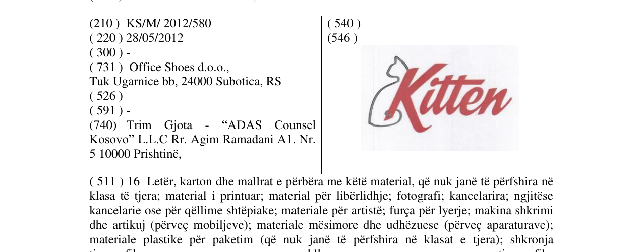 Zëri i markës Kitten në buletin