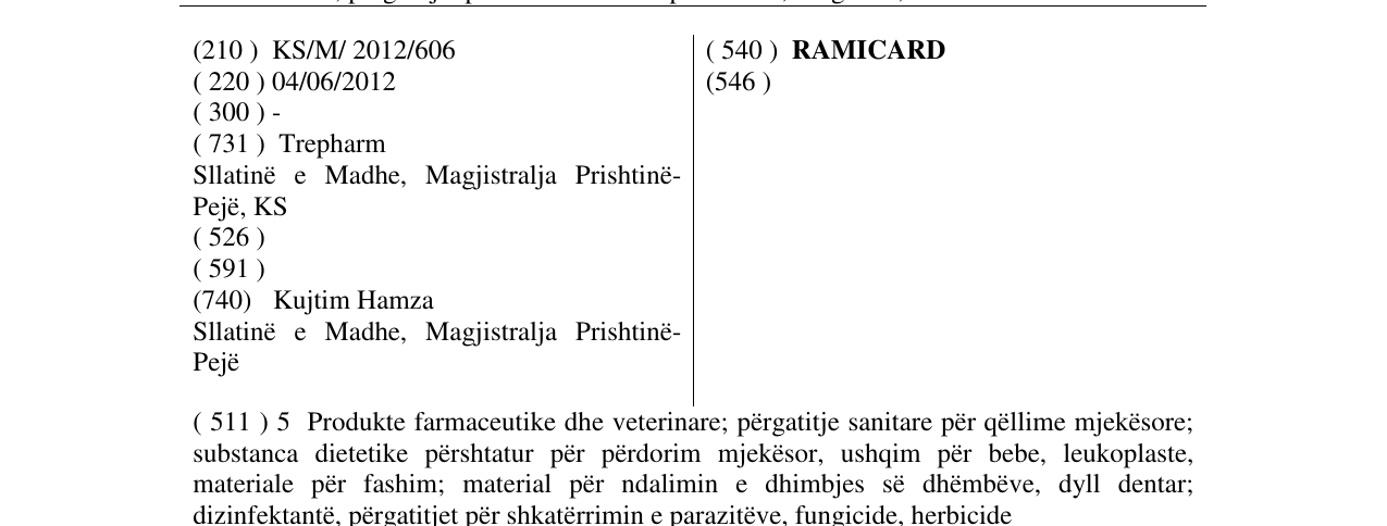 Zëri i markës RAMICARD në buletin