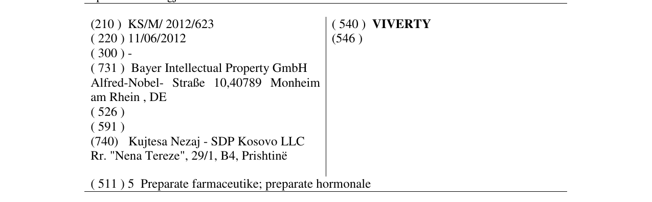 Zëri i markës VIVERTY në buletin