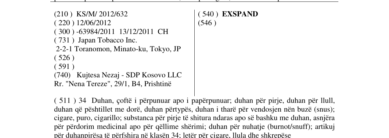 Zëri i markës EXSPAND në buletin