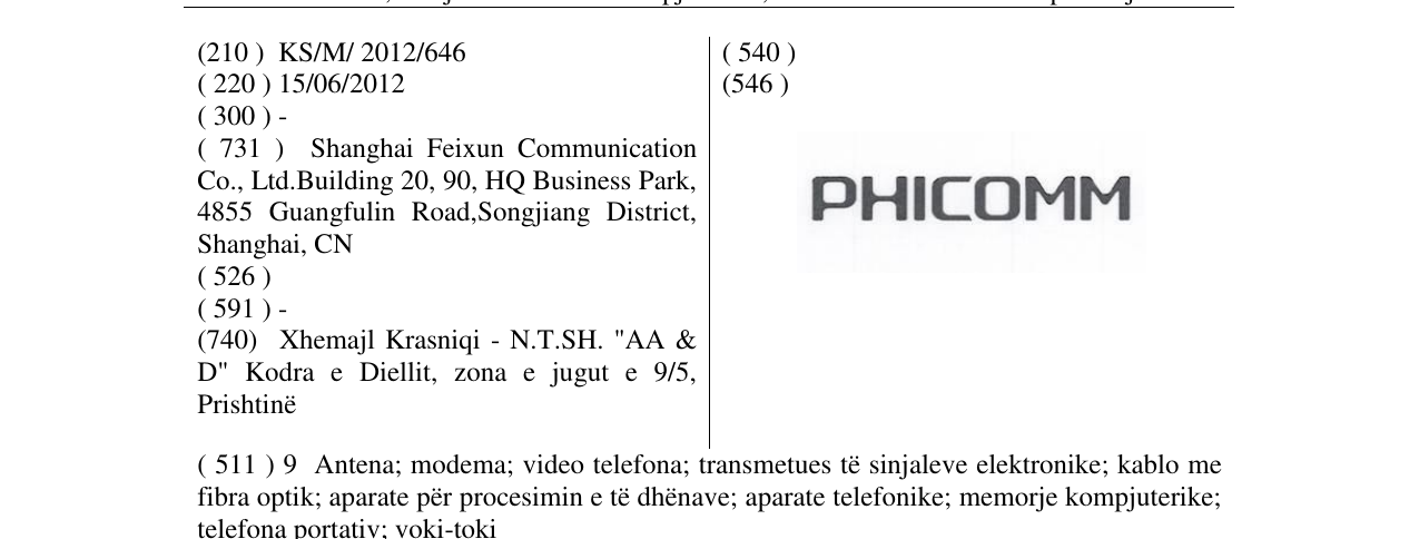 Zëri i markës PHICOMM në buletin