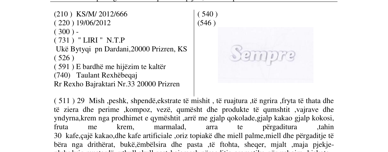 Zëri i markës Sempre në buletin
