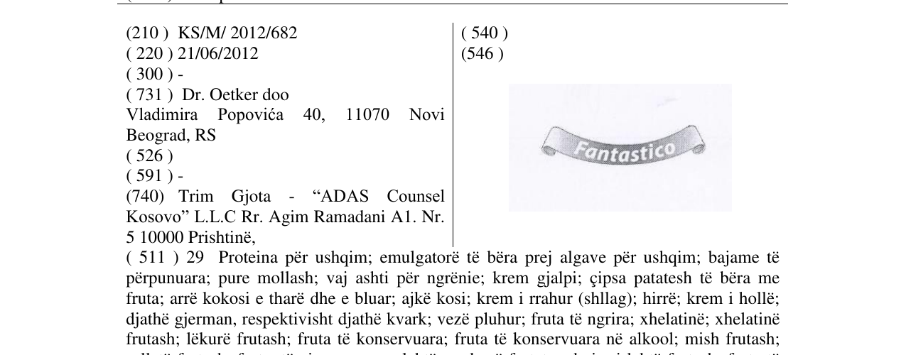 Zëri i markës Fantastico në buletin