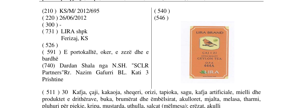 Zëri i markës LIRA BRAND në buletin