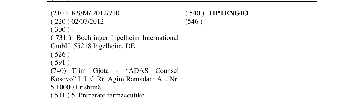Zëri i markës TIPTENGIO në buletin