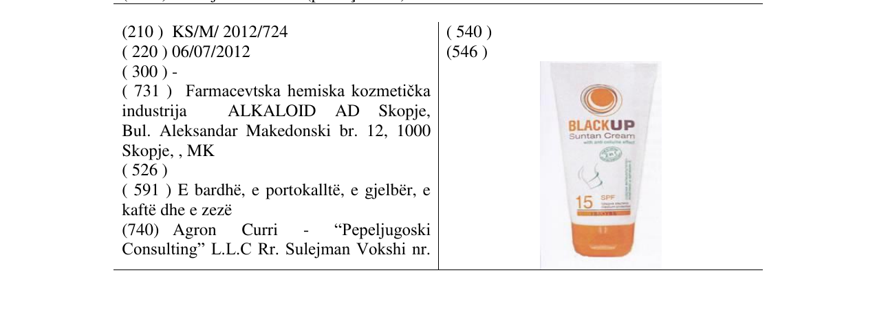 Zëri i markës BLACK UP në buletin