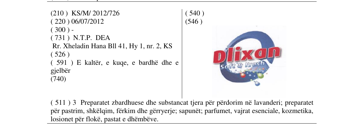 Zëri i markës Dlixan në buletin