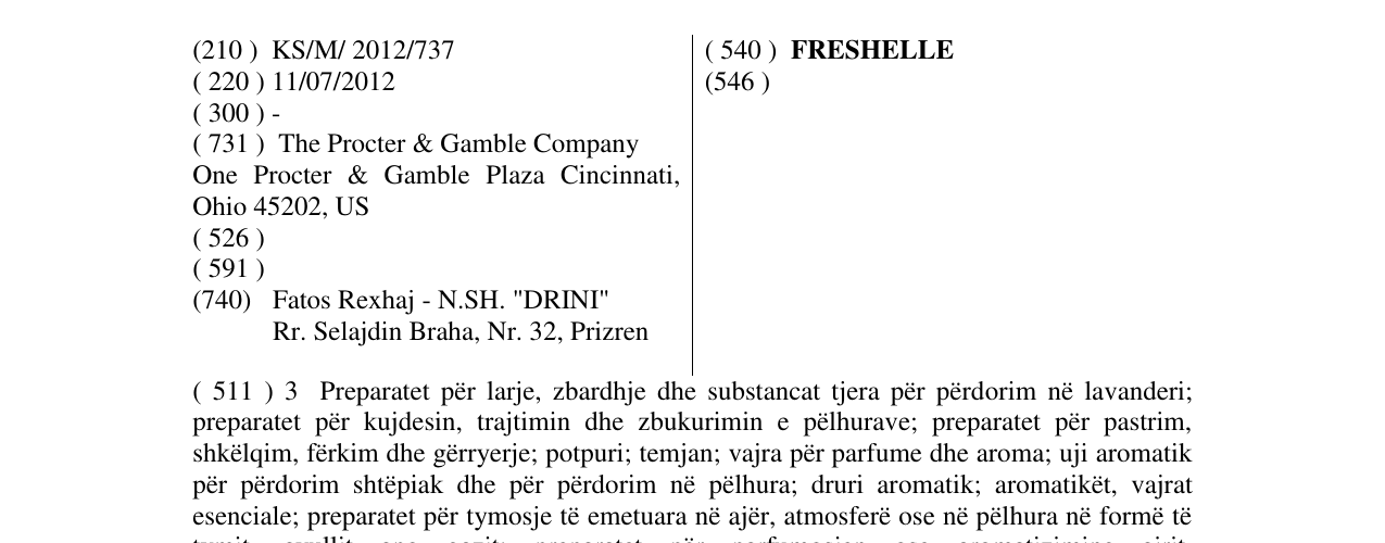 Zëri i markës FRESHELLE në buletin