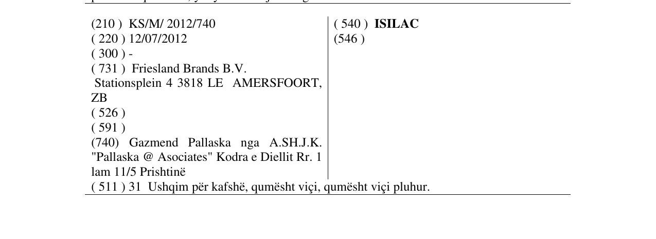 Zëri i markës ISILAC në buletin