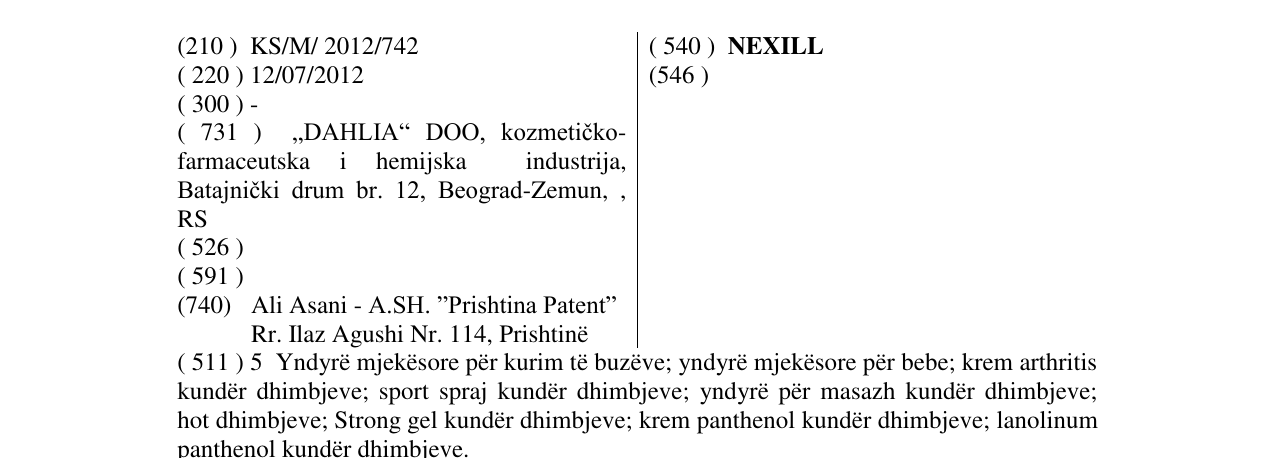 Zëri i markës NEXILL në buletin