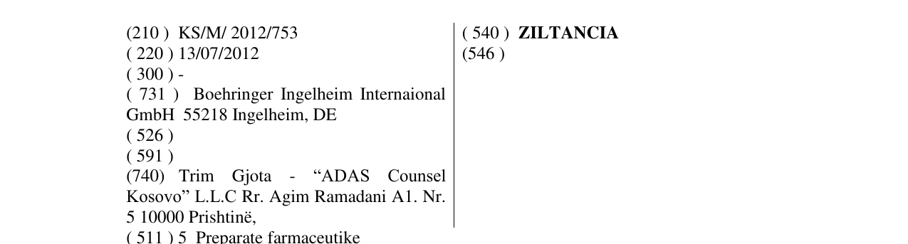 Zëri i markës ZILTANCIA në buletin