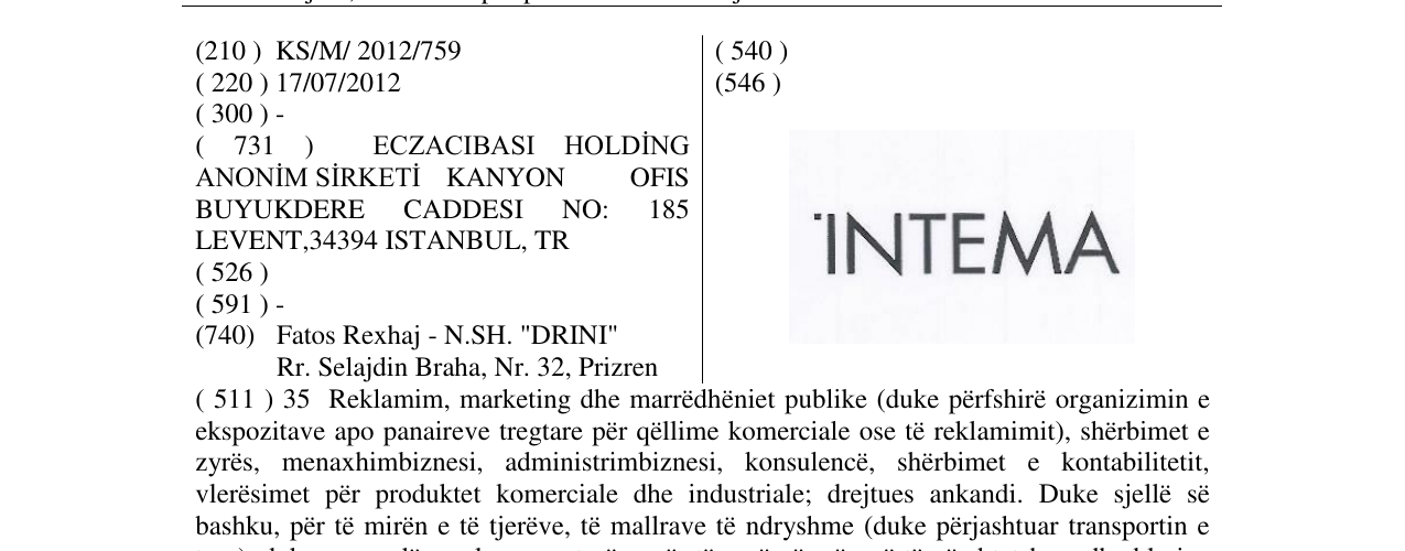 Zëri i markës INTEMA në buletin