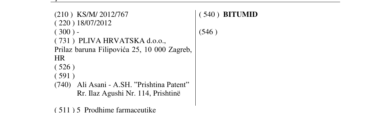 Zëri i markës BITUMID në buletin