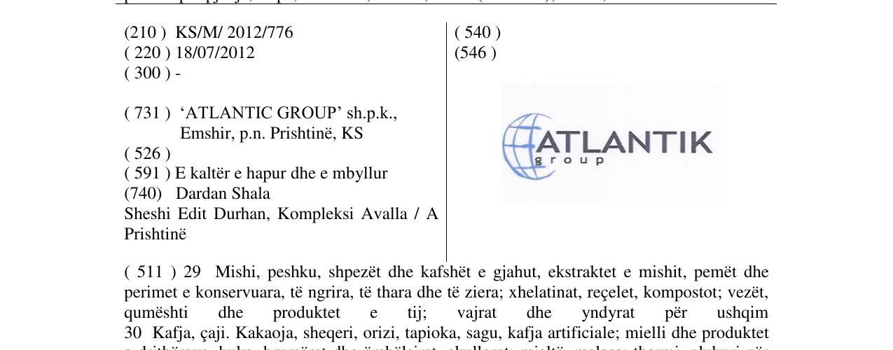 Zëri i markës ATLANTIK group në buletin