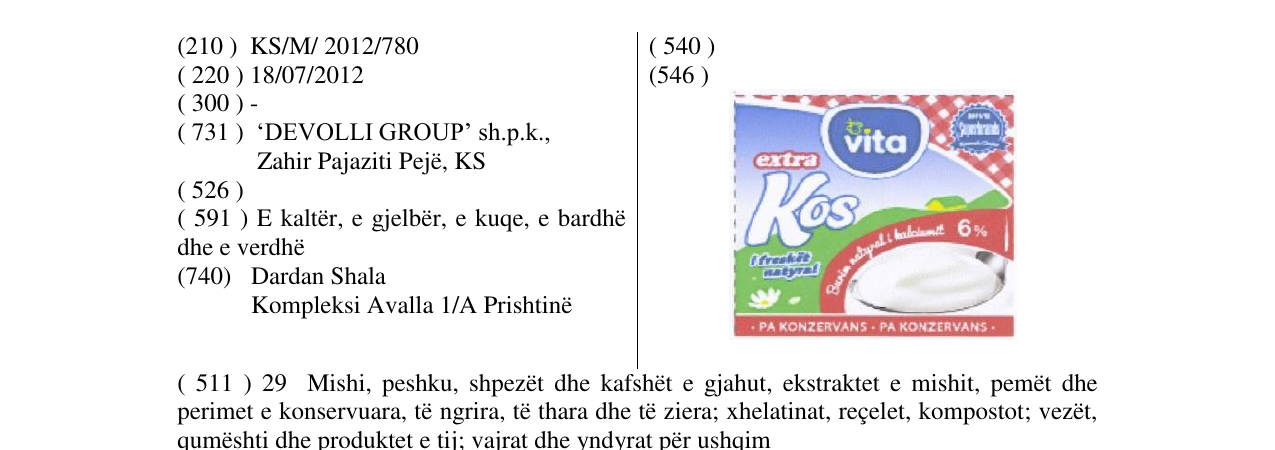 Zëri i markës Kos extra në buletin