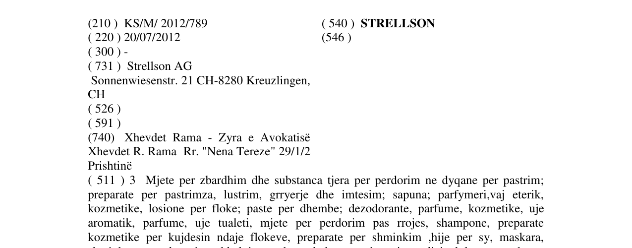 Zëri i markës STRELLSON në buletin