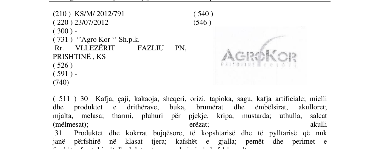 Zëri i markës AGROKOR në buletin