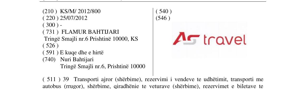 Zëri i markës AS travel në buletin