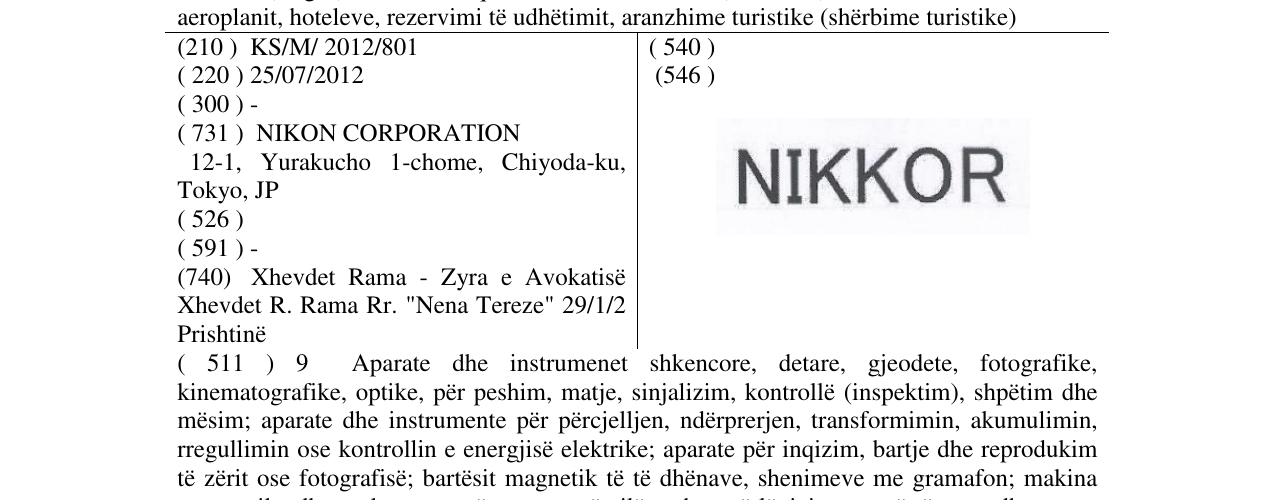 Zëri i markës NIKKOR në buletin