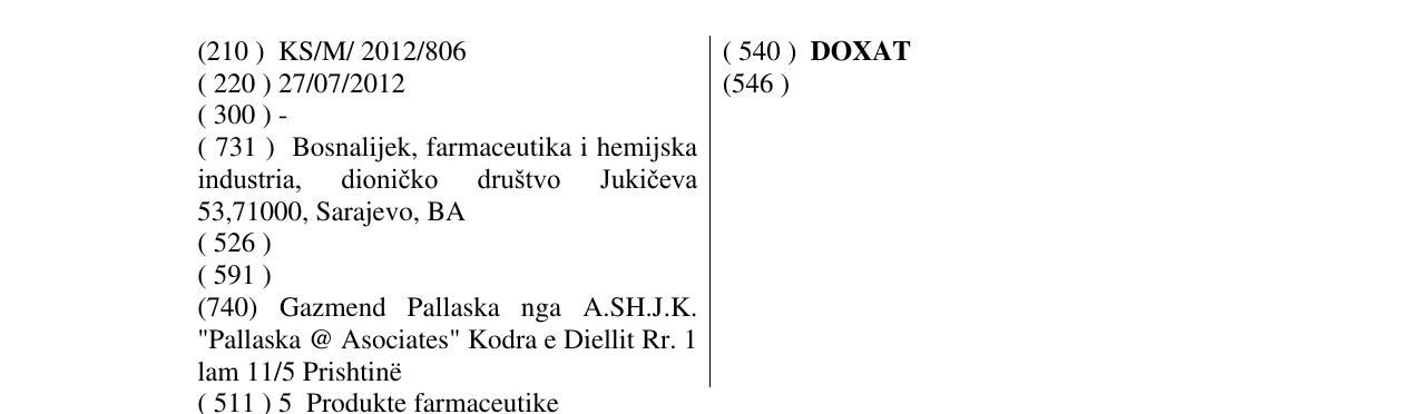 Zëri i markës DOXAT në buletin
