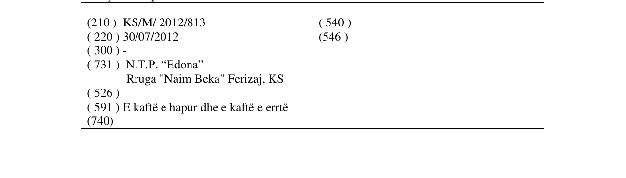 Zëri i markës N.T.P EDONA bakllava në buletin