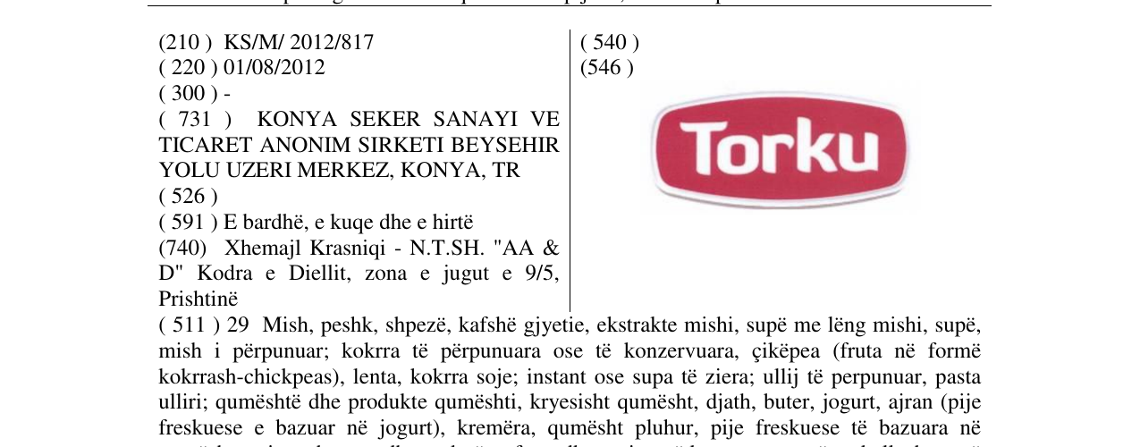 Zëri i markës Torku në buletin
