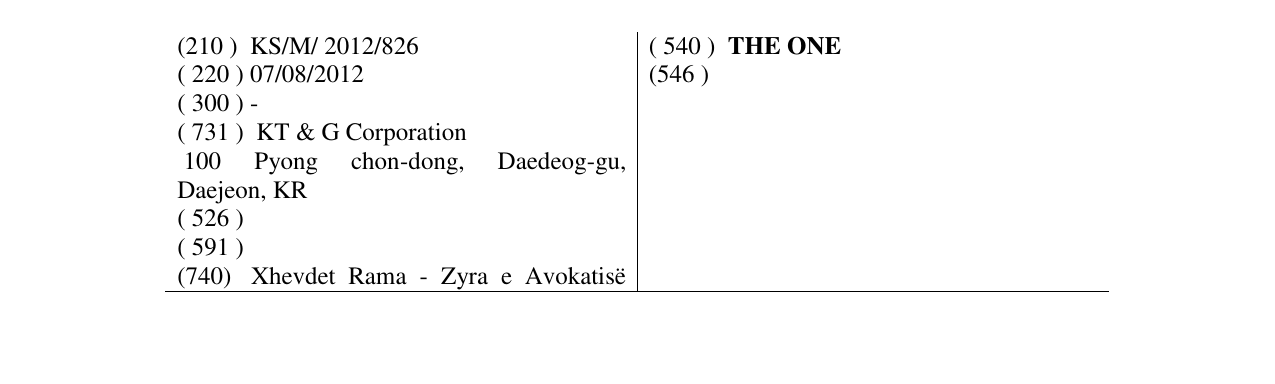 Zëri i markës THE ONE në buletin
