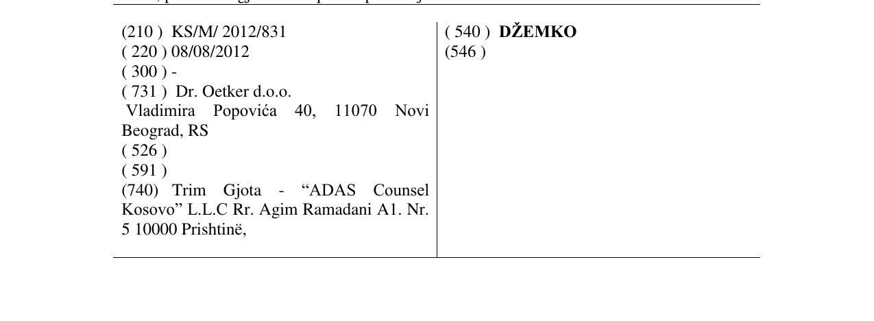 Zëri i markës DŽEMKO në buletin