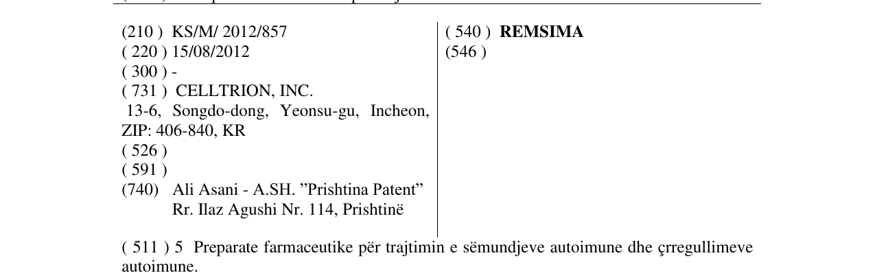 Zëri i markës REMSIMA në buletin