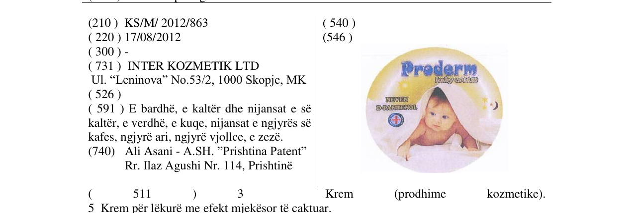 Zëri i markës Proderm në buletin