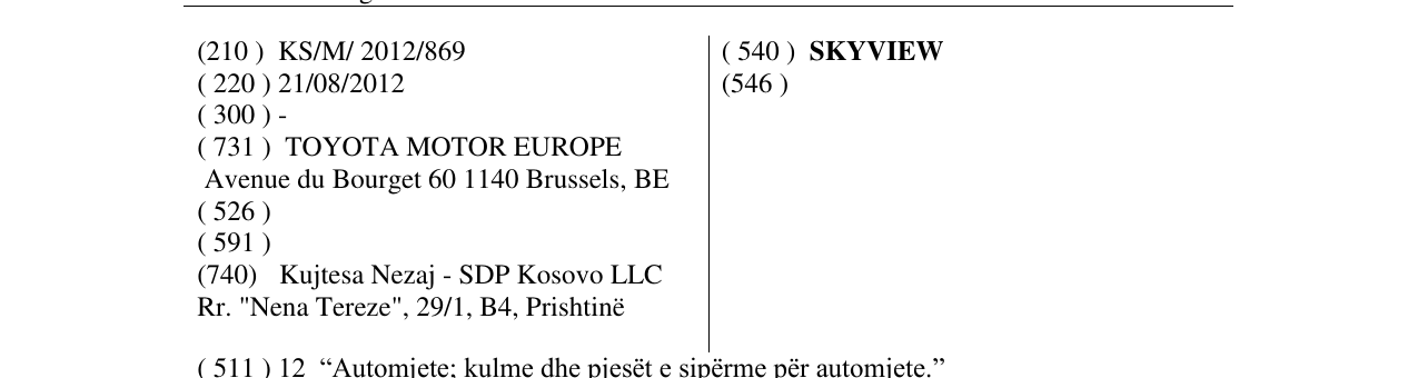 Zëri i markës SKYVIEW në buletin