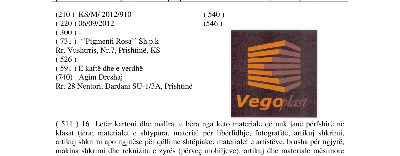 Zëri i markës Vegoplast në buletin