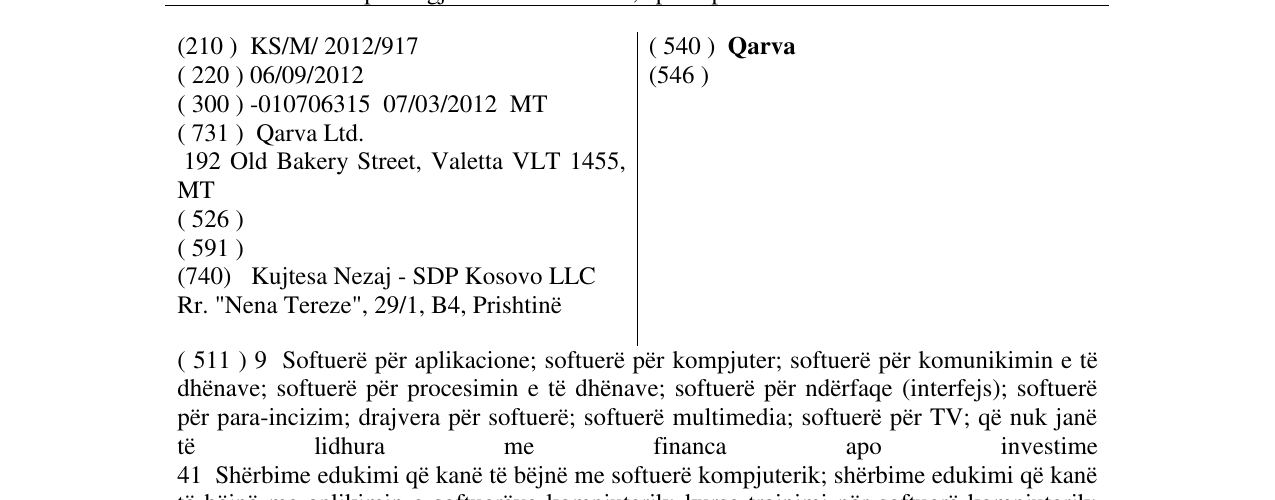 Zëri i markës Qarva në buletin
