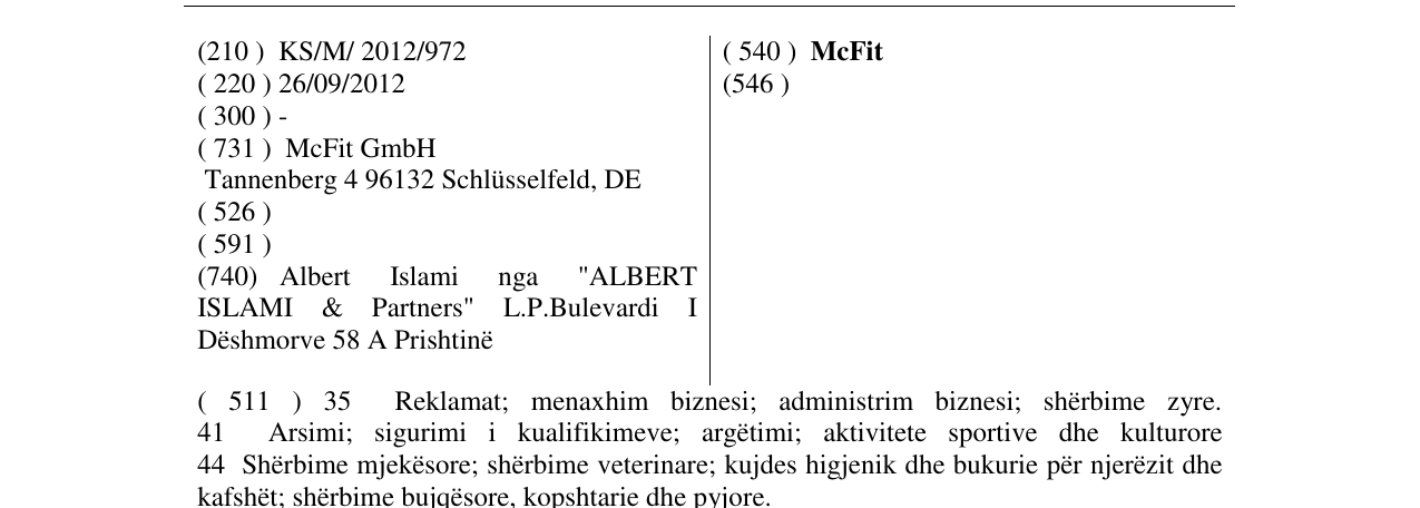 Zëri i markës McFit në buletin
