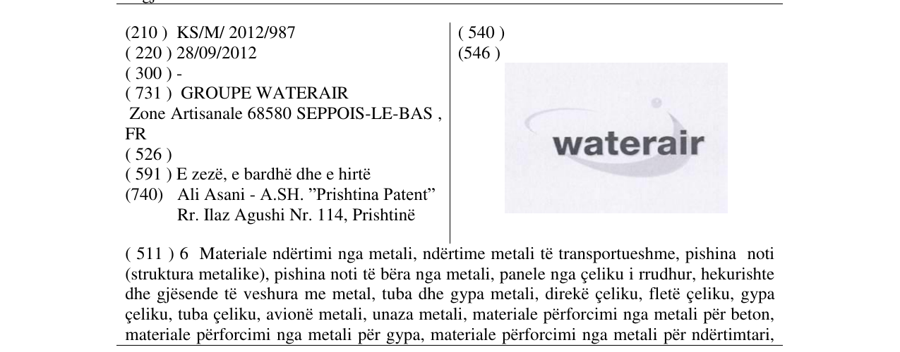 Zëri i markës waterair në buletin