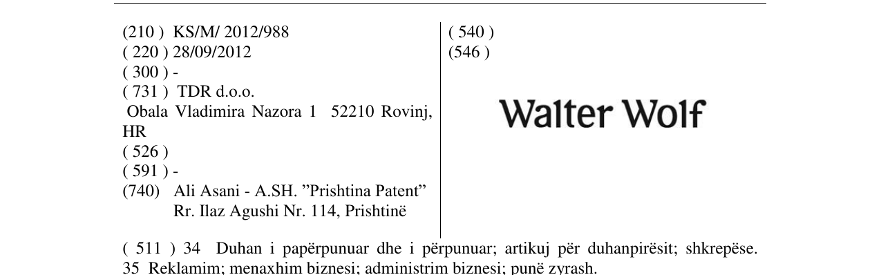 Zëri i markës Walter Wolf në buletin